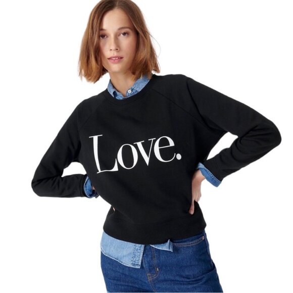 J. Crew University Terry Love Sweatshirt Black Size Small - Picture 3 of 6